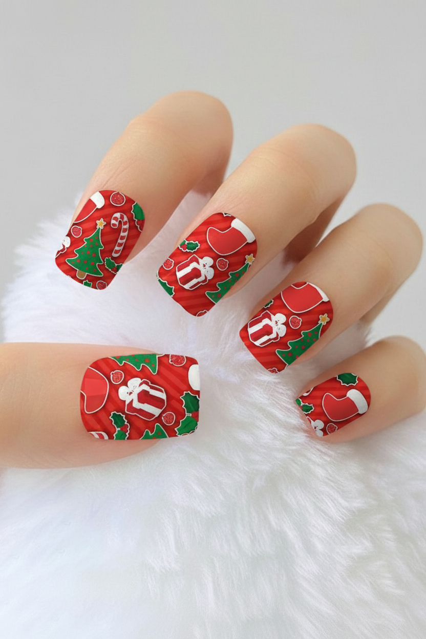 Uñas navideñas 2 - uñas de gel